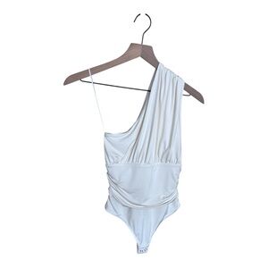 Express Body Contour One-Shoulder Bodysuit - Cream XS
